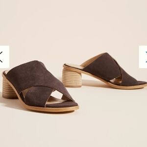 Anthropologie Criss-Cross Heeled Brown Sandals Size 39 Womens